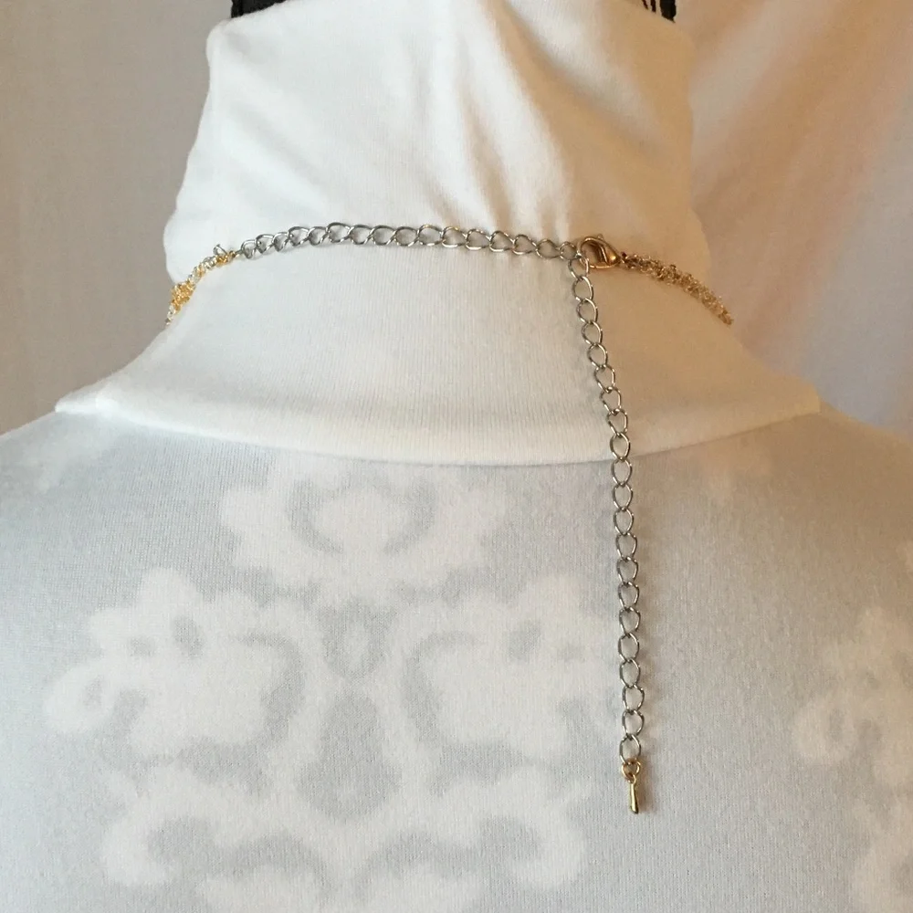 SOLD—Steampunk Handmade Steamer Mixed Metal Bib Necklace with Gears, Clocks - Picture 11 of 16